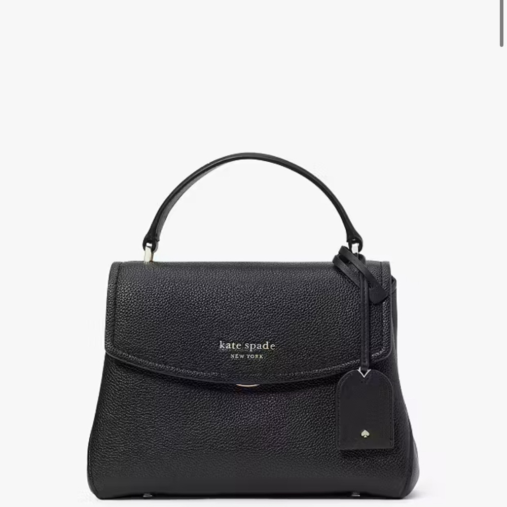 Kate Spade New York Thompson Pebbled Leather Small Top-Handle Handbag in Black